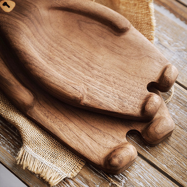 Adorable Bear Solid Wood Pastry Tray - Handcrafted Polished Wooden Storage Tray