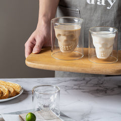 Artistic Personalized Skull Wine Cup - Retro American Coffee Cup, Mini Heat-Resistant Borosilicate Glass Cup, Creative Latte Cup