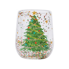Christmas tree shape wishing glass - household Cute cartoon sequin double layer 380ml water cup