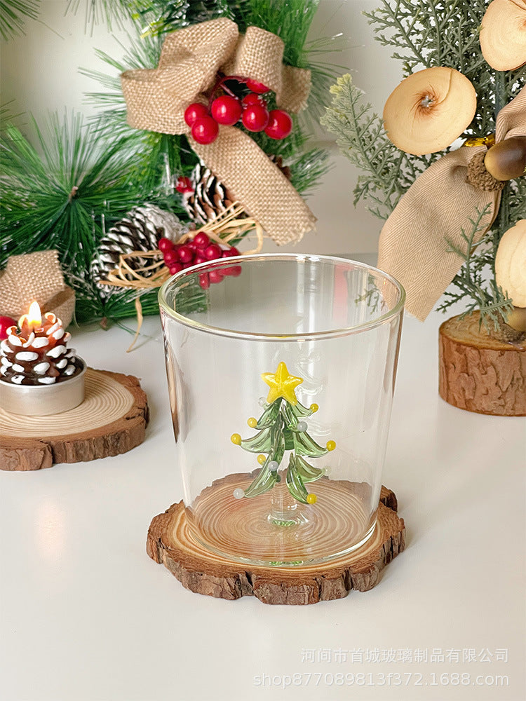 Creative 3D Christmas Tree Shaped Household High Borosilicate Glass Cup - Transparent Juice Milk Water Cup Christmas Gift