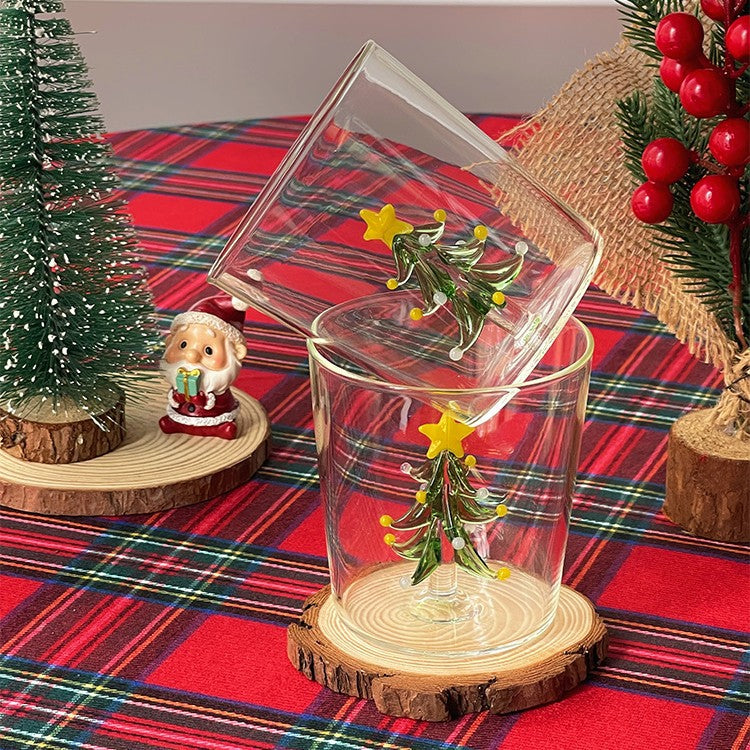 Creative 3D Christmas Tree Shaped Household High Borosilicate Glass Cup - Transparent Juice Milk Water Cup Christmas Gift