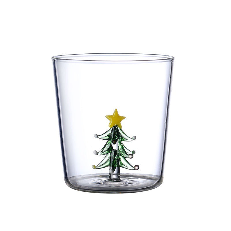 Creative 3D Christmas Tree Shaped Household High Borosilicate 300ml Glass Cup - Transparent Juice Milk Water Cup Christmas Gift*1pcs
