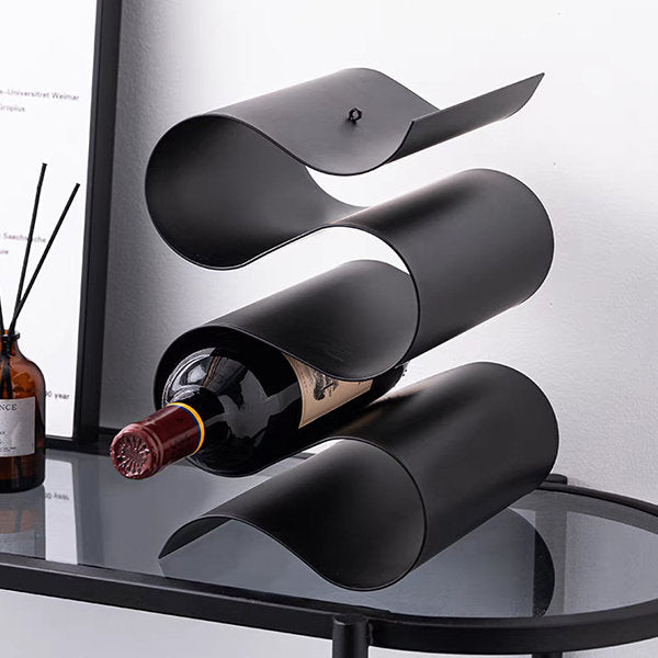 Modern Minimalist S-shaped Wine Rack - Metal Decorative Ornament - Wine Cabinet Study Living Room Dining Room Desktop Sculpture Storage
