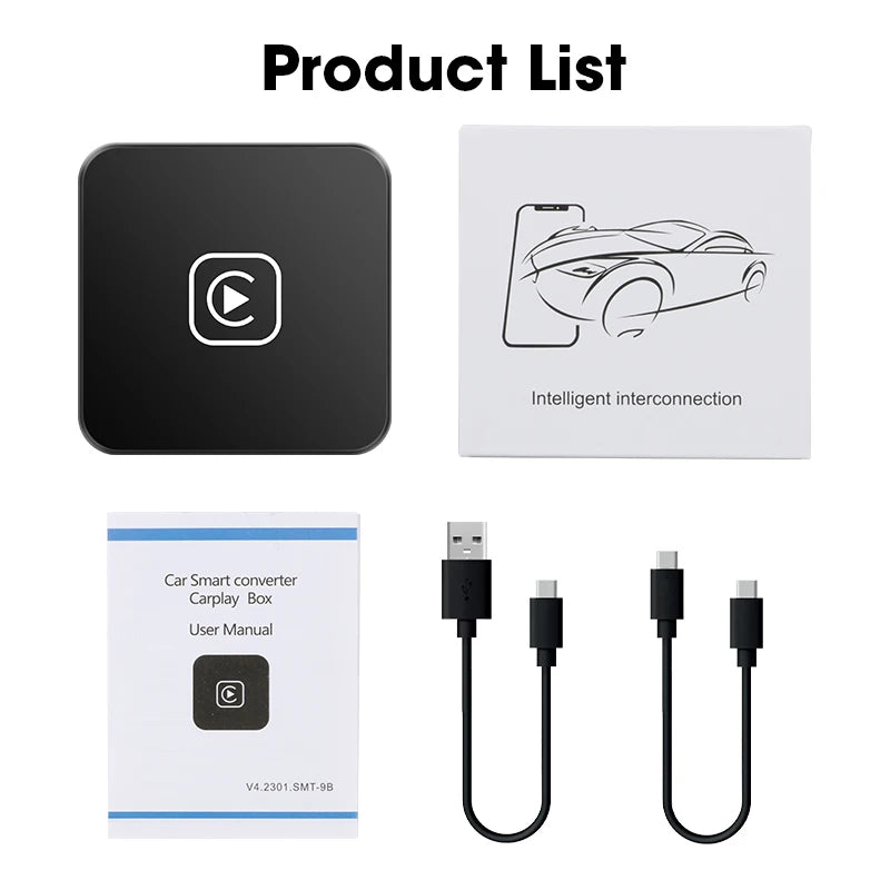 2024 Upgrade Wireless CarPlay Box & Android Auto Adapter - Converts OEM Wired CarPlay Display To Wireless Smart Box