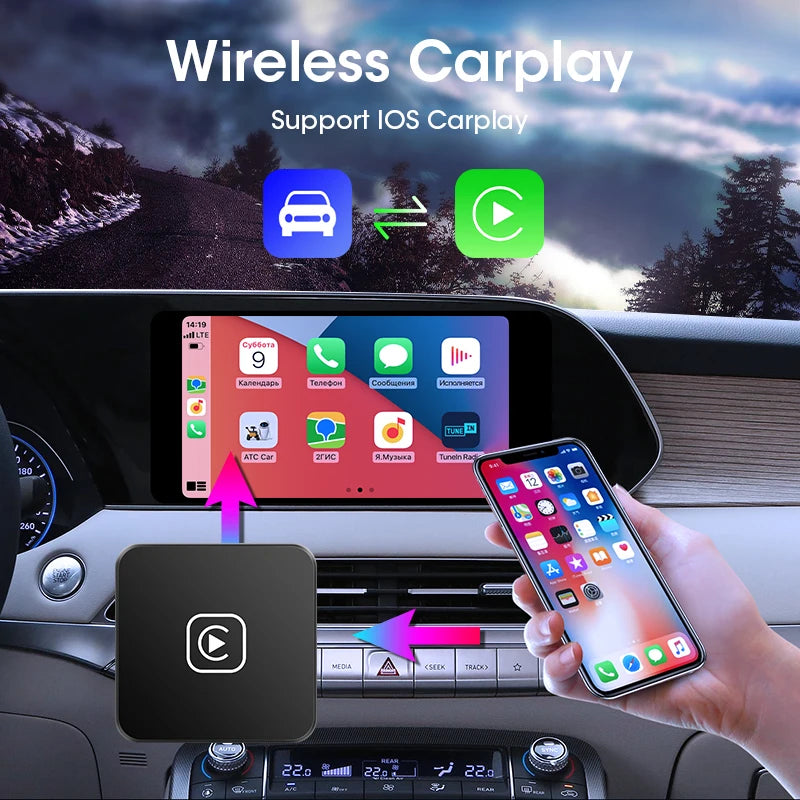 2024 Upgrade Wireless CarPlay Box & Android Auto Adapter - Converts OEM Wired CarPlay Display To Wireless Smart Box