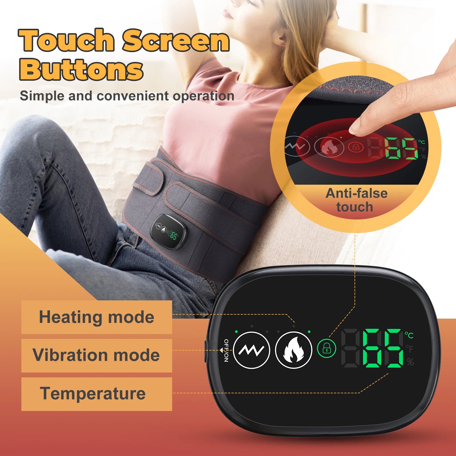 Electric Cordless Heated Back Massager, Support Waist Belt with 3 Vibration & Heating Setting Modes