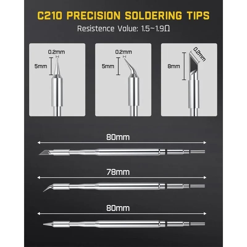 T1 Max Cordless Soldering Iron with Fast 7 Second Heating (390°F-840℉), Auto Sleep, 4 Precision Soldering Tips(C210), 360° Swivel Stand, Soldering Iron for Precision Repair