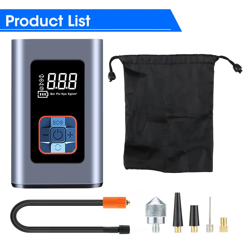 Portable Tire Inflator Wireless Mini Air Pump with Tire Pressure Monitor for Cars, Bikes, Motorcycles, and Balls