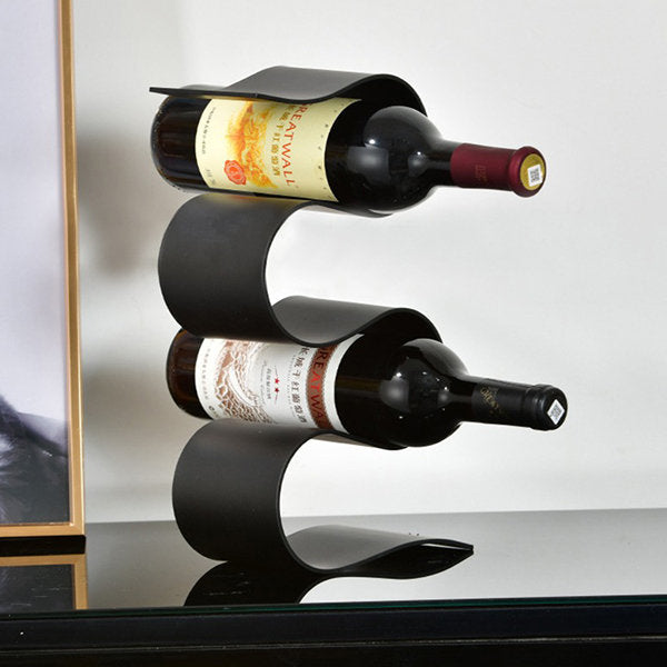 Modern Minimalist S-shaped Wine Rack - Metal Decorative Ornament - Wine Cabinet Study Living Room Desktop Sculpture Storage - AuroHome