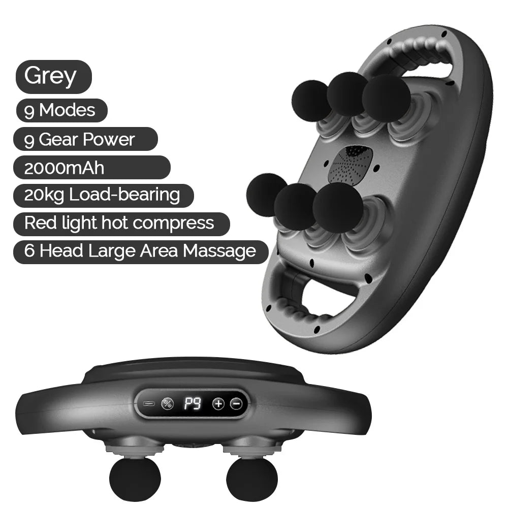 Six-Head High-Frequency Fascia Gun - Powerful Vibration Massager for Neck, Back, Waist, and Shoulders